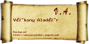 Vékony Aladár névjegykártya